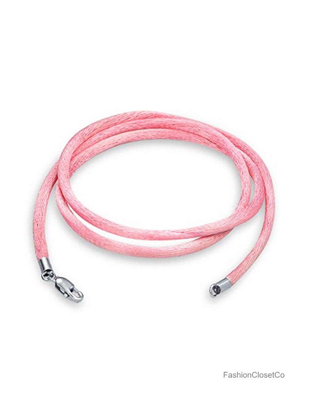 1mm Pink Silk Cord Necklace with 925 Sterling Silver Clasp for Pendant